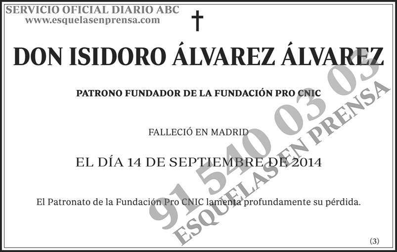 Isidoro Álvarez Álvarez | ESQUELAS ABC