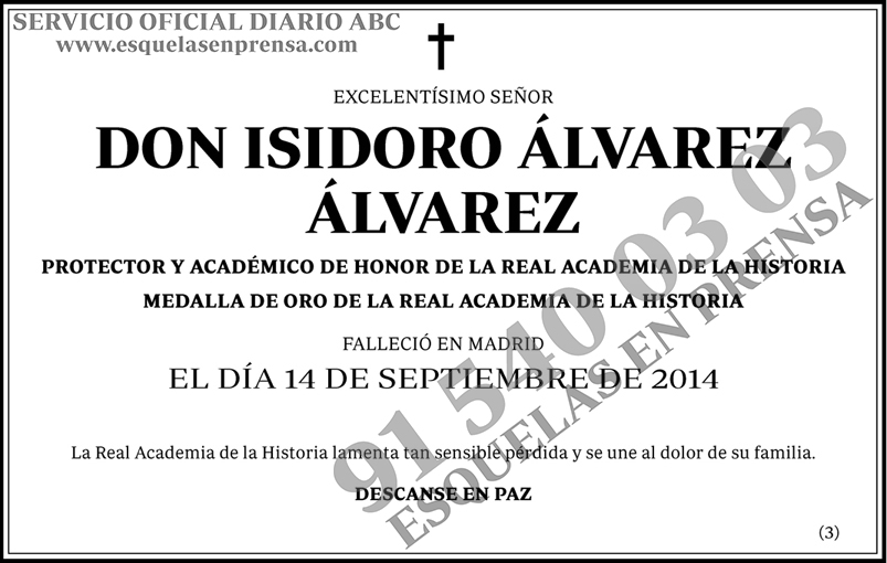 Isidoro Álvarez Álvarez | ESQUELAS ABC