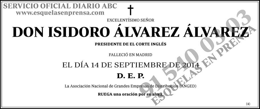 Isidoro Álvarez Álvarez | ESQUELAS ABC